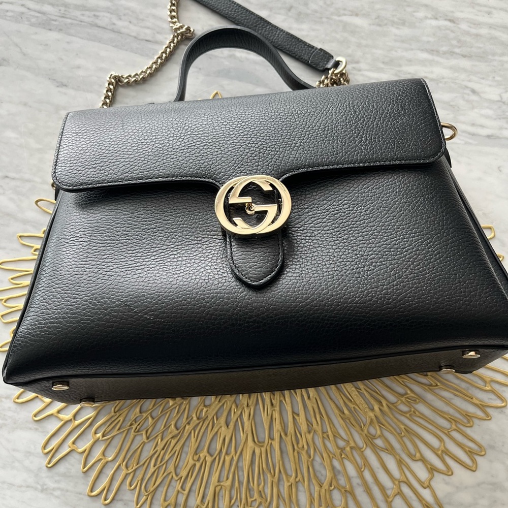 Gucci Logo leather handbag authentic
